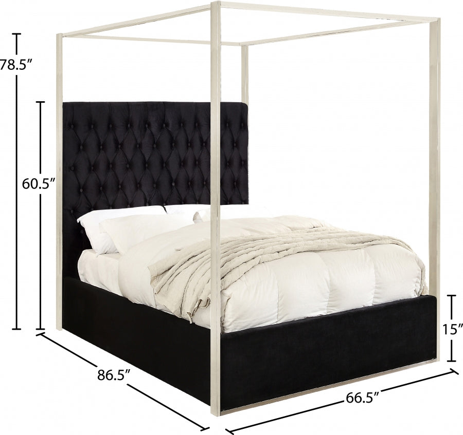 Black Porter Velvet Queen Bed - PorterBlack-Q - Luna Furniture