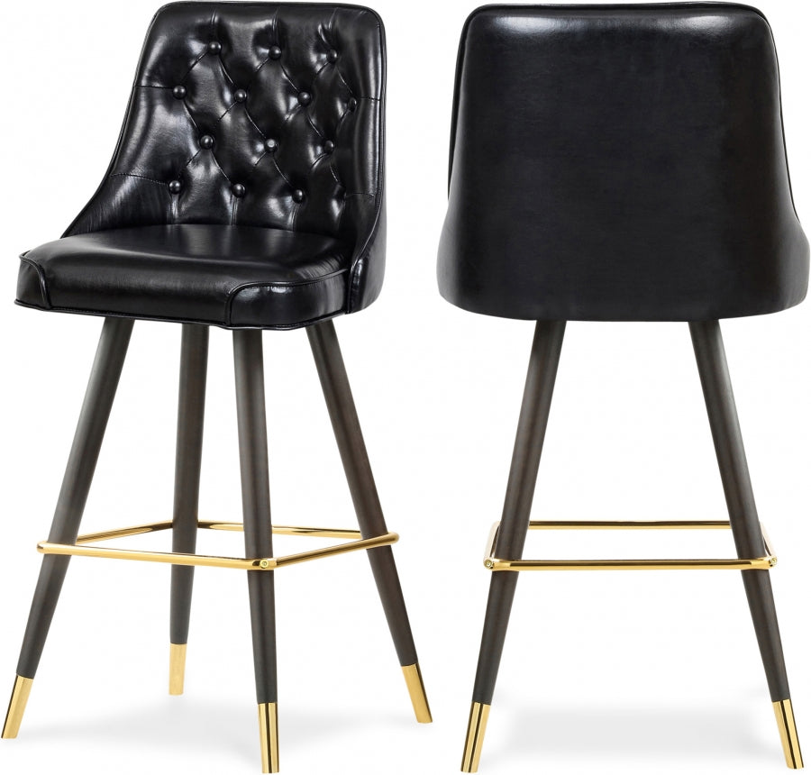 Portnoy Black Faux Leather Bar | Counter Stool, Set of 2 from Meridian - Luna Furniture