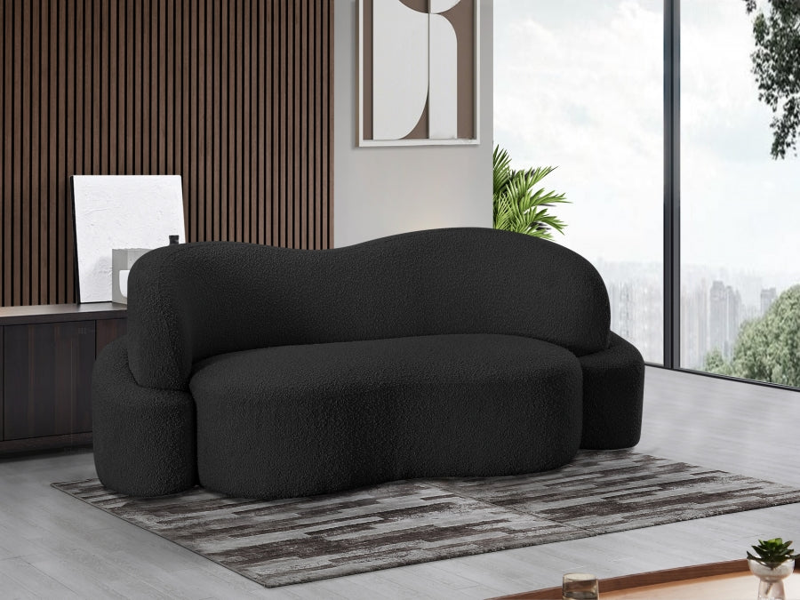 Black Principessa Boucle Fabric Loveseat from Meridian - Luna Furniture