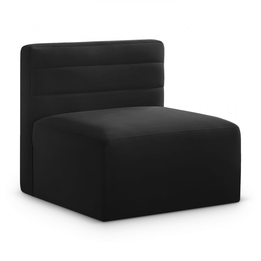 Quincy Black Velvet Modular Cloud-Like Comfort Armless Chair from Meridian - Luna Furniture