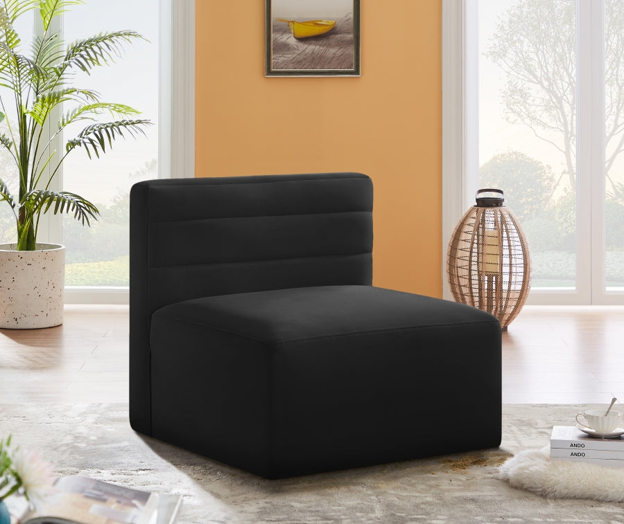 Quincy Black Velvet Modular Cloud-Like Comfort Armless Chair from Meridian - Luna Furniture