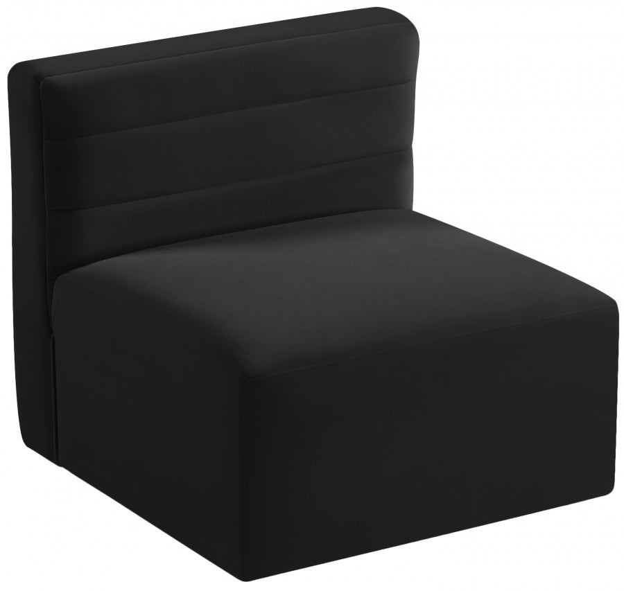 Quincy Black Velvet Modular Cloud-Like Comfort Armless Chair from Meridian - Luna Furniture