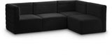 Quincy Black Velvet Modular Cloud-Like Comfort Sectional from Meridian - Luna Furniture