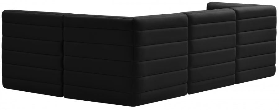 Quincy Black Velvet Modular Cloud-Like Comfort Sectional from Meridian - Luna Furniture