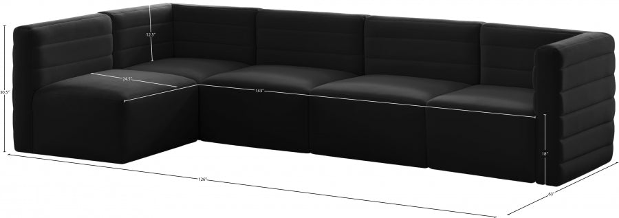 Quincy Black Velvet Modular Cloud-Like Comfort Sectional from Meridian - Luna Furniture