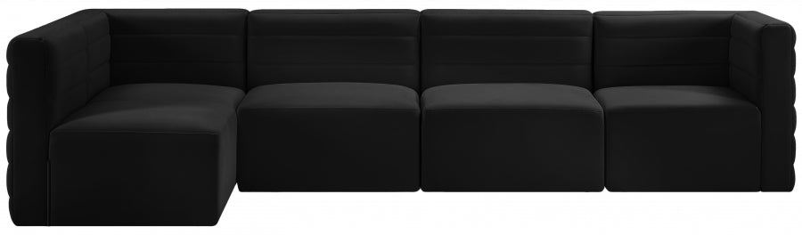 Quincy Black Velvet Modular Cloud-Like Comfort Sectional from Meridian - Luna Furniture