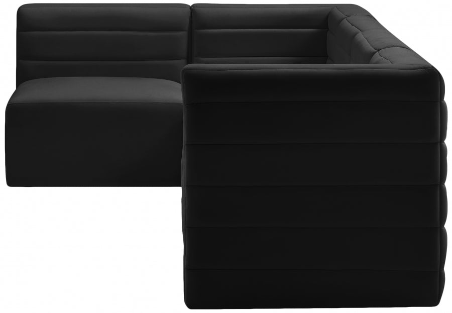 Quincy Black Velvet Modular Cloud-Like Comfort Sectional from Meridian - Luna Furniture