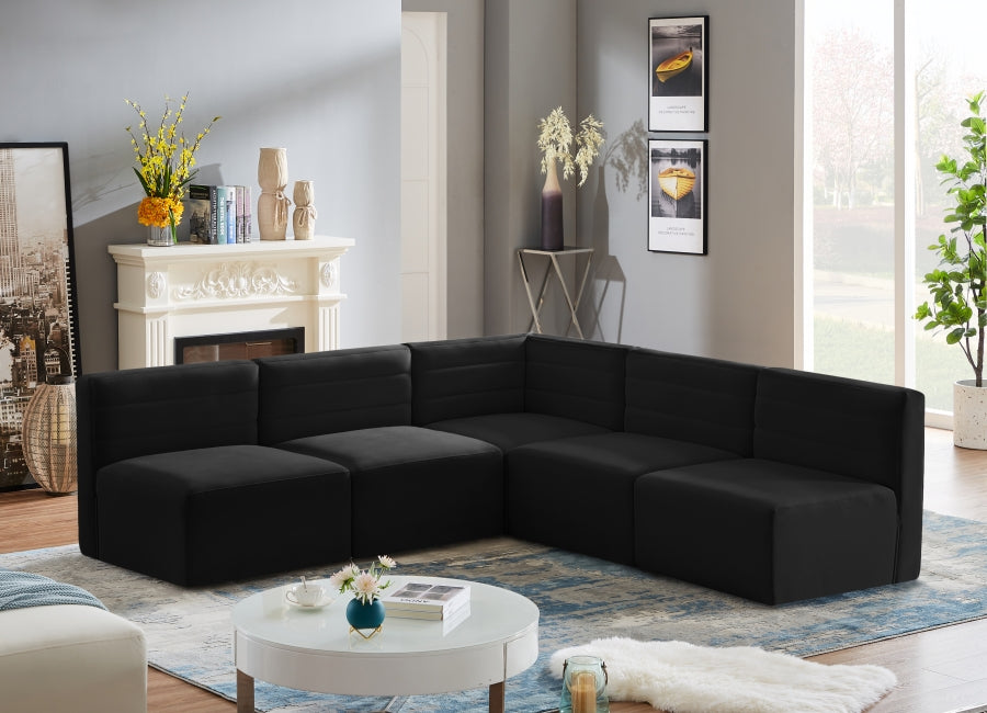 Quincy Black Velvet Modular Cloud-Like Comfort Sectional from Meridian - Luna Furniture