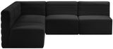 Quincy Black Velvet Modular Cloud-Like Comfort Sectional from Meridian - Luna Furniture