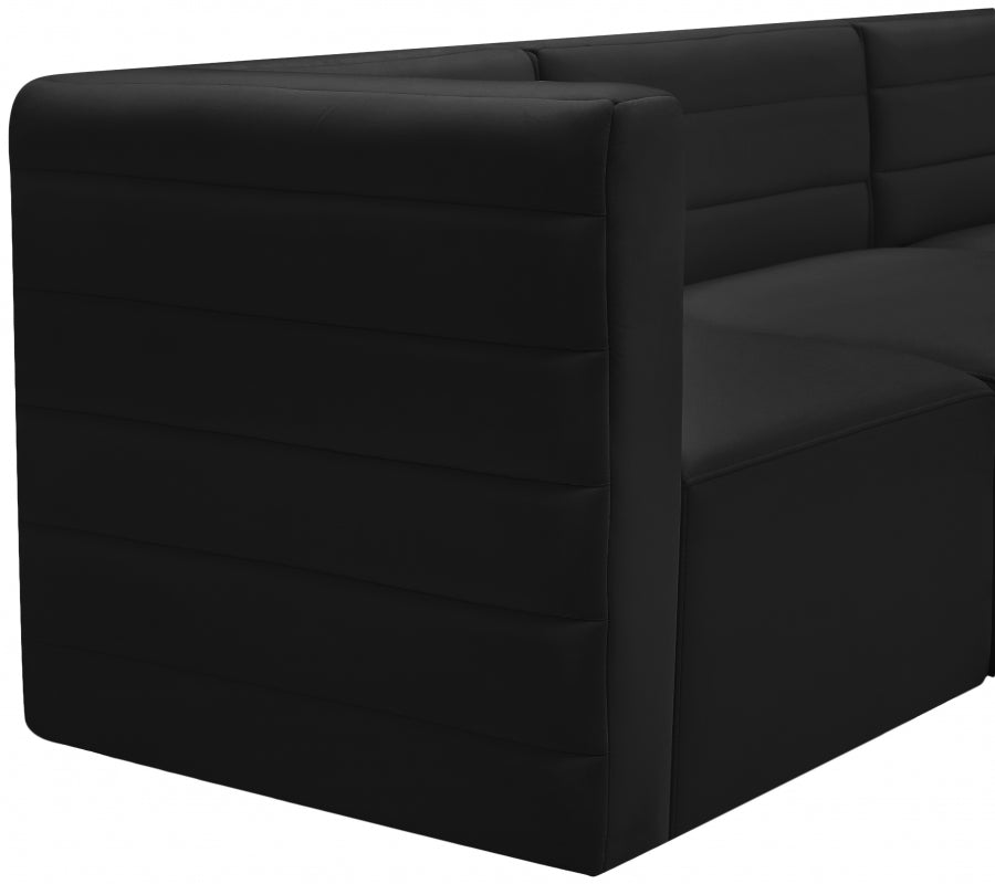 Quincy Black Velvet Modular Cloud-Like Comfort Sectional from Meridian - Luna Furniture