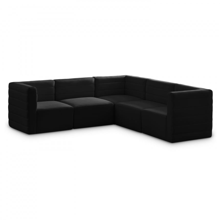 Quincy Black Velvet Modular Cloud-Like Comfort Sectional from Meridian - Luna Furniture