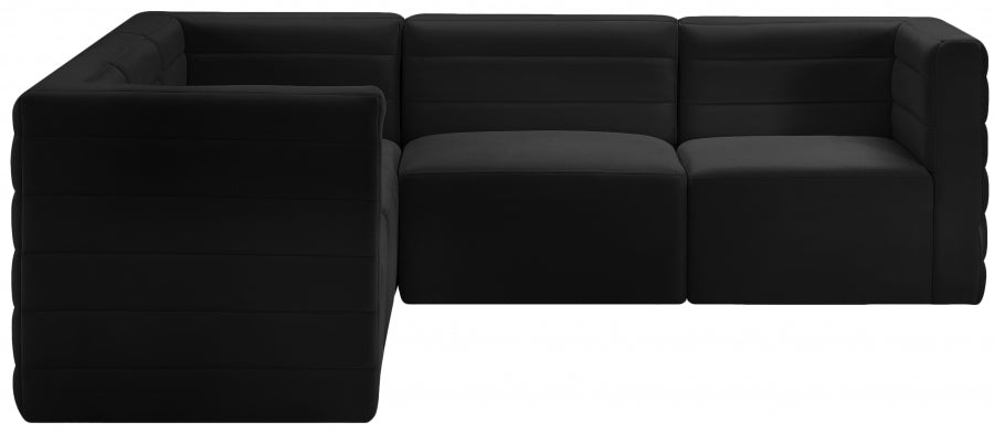 Quincy Black Velvet Modular Cloud-Like Comfort Sectional from Meridian - Luna Furniture