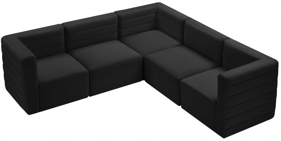 Quincy Black Velvet Modular Cloud-Like Comfort Sectional from Meridian - Luna Furniture