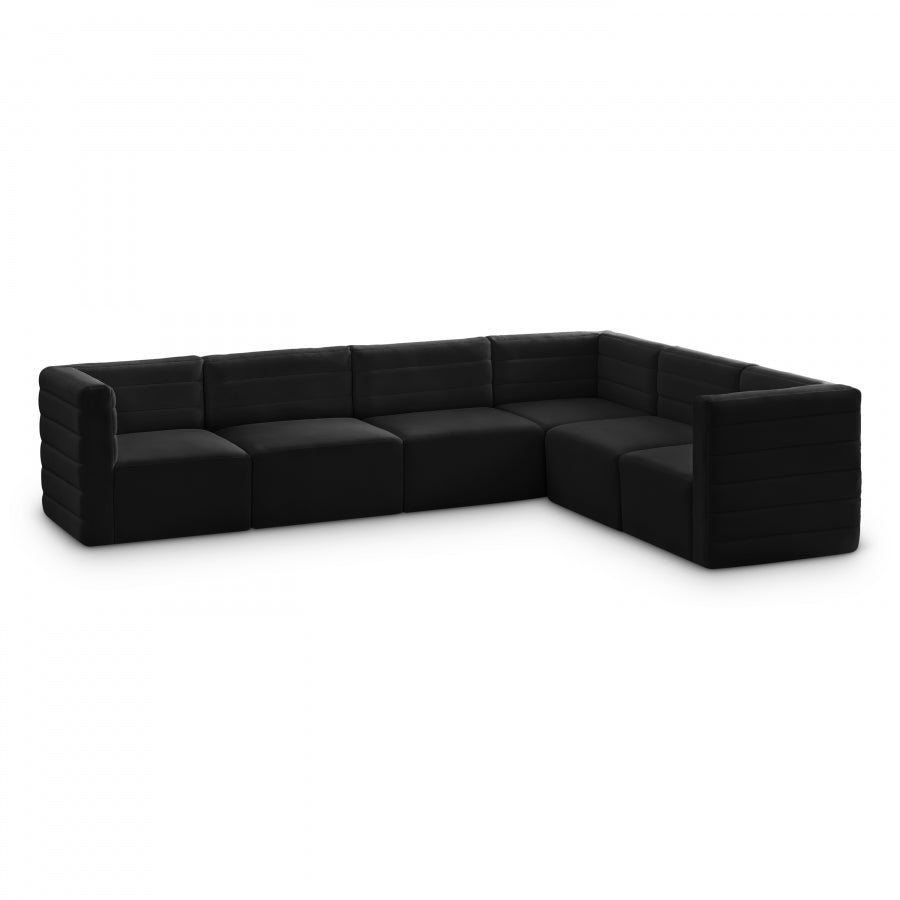 Quincy Black Velvet Modular Cloud-Like Comfort Sectional from Meridian - Luna Furniture