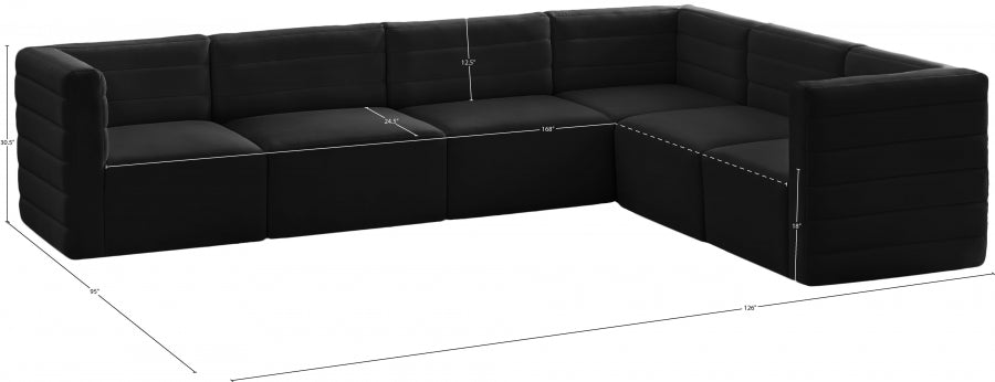 Quincy Black Velvet Modular Cloud-Like Comfort Sectional from Meridian - Luna Furniture