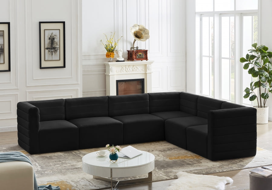 Quincy Black Velvet Modular Cloud-Like Comfort Sectional from Meridian - Luna Furniture