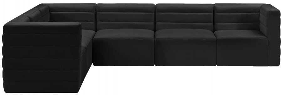 Quincy Black Velvet Modular Cloud-Like Comfort Sectional from Meridian - Luna Furniture