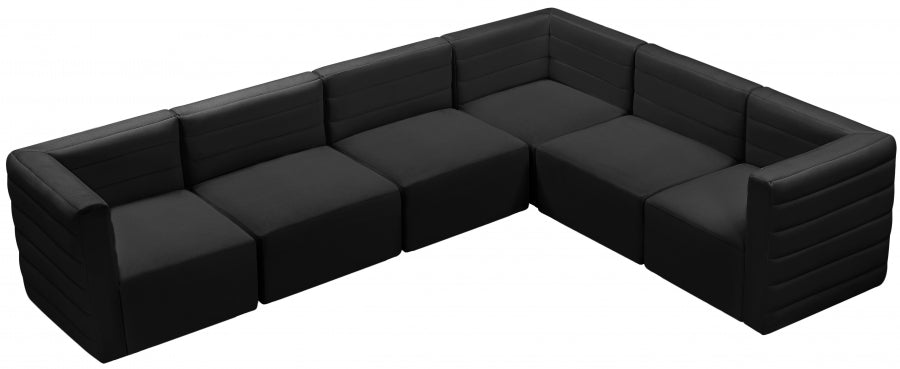 Quincy Black Velvet Modular Cloud-Like Comfort Sectional from Meridian - Luna Furniture