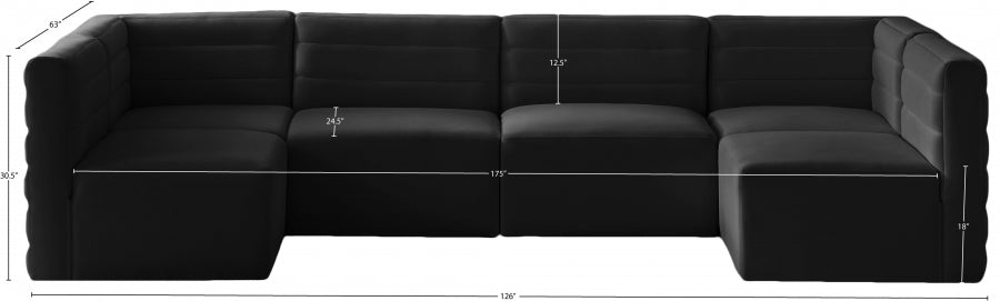 Quincy Black Velvet Modular Cloud-Like Comfort Sectional from Meridian - Luna Furniture