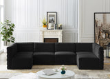 Quincy Black Velvet Modular Cloud-Like Comfort Sectional from Meridian - Luna Furniture