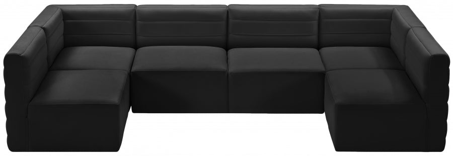 Quincy Black Velvet Modular Cloud-Like Comfort Sectional from Meridian - Luna Furniture