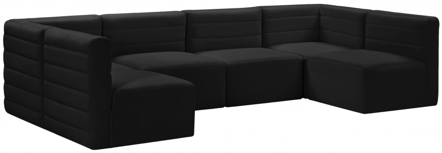 Quincy Black Velvet Modular Cloud-Like Comfort Sectional from Meridian - Luna Furniture