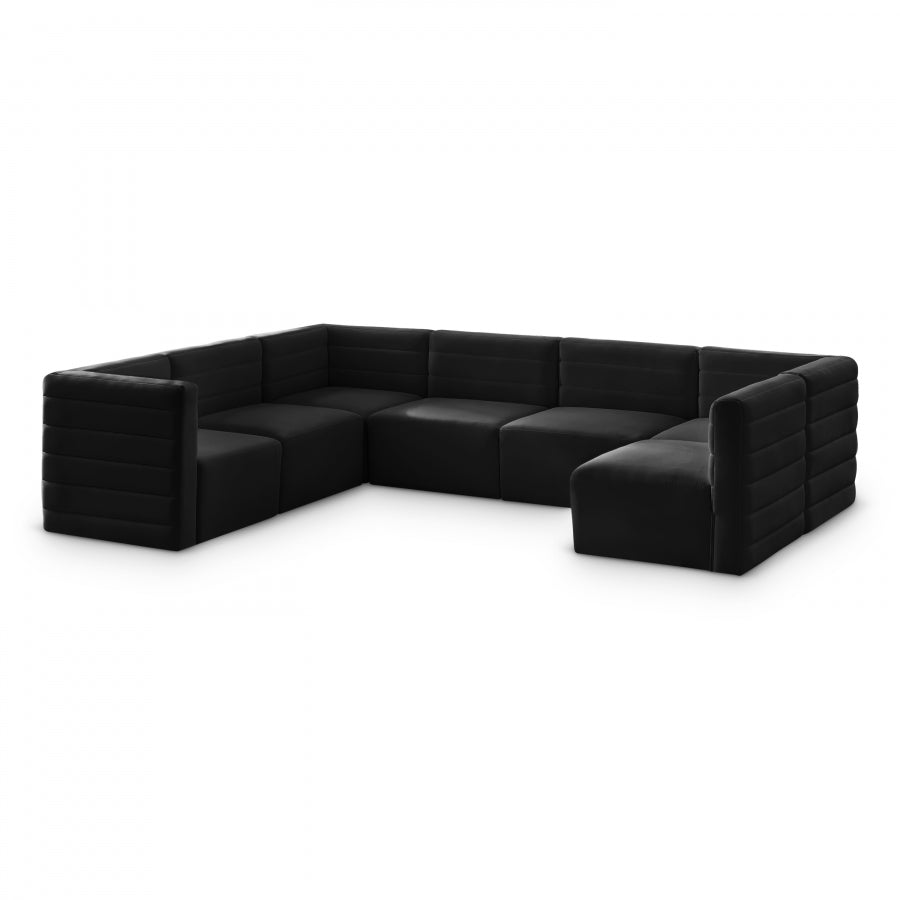 Quincy Black Velvet Modular Cloud-Like Comfort Sectional from Meridian - Luna Furniture