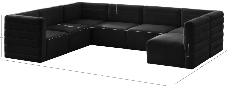 Quincy Black Velvet Modular Cloud-Like Comfort Sectional from Meridian - Luna Furniture