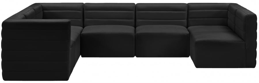 Quincy Black Velvet Modular Cloud-Like Comfort Sectional from Meridian - Luna Furniture