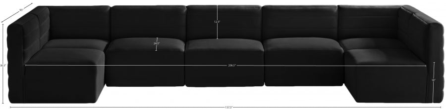 Quincy Black Velvet Modular Cloud-Like Comfort Sectional from Meridian - Luna Furniture