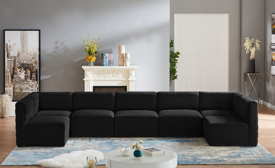 Quincy Black Velvet Modular Cloud-Like Comfort Sectional from Meridian - Luna Furniture