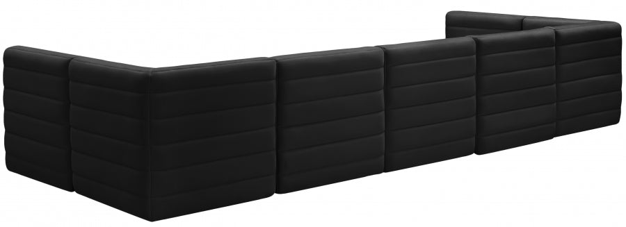 Quincy Black Velvet Modular Cloud-Like Comfort Sectional from Meridian - Luna Furniture