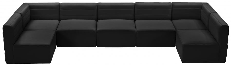 Quincy Black Velvet Modular Cloud-Like Comfort Sectional from Meridian - Luna Furniture