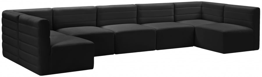 Quincy Black Velvet Modular Cloud-Like Comfort Sectional from Meridian - Luna Furniture