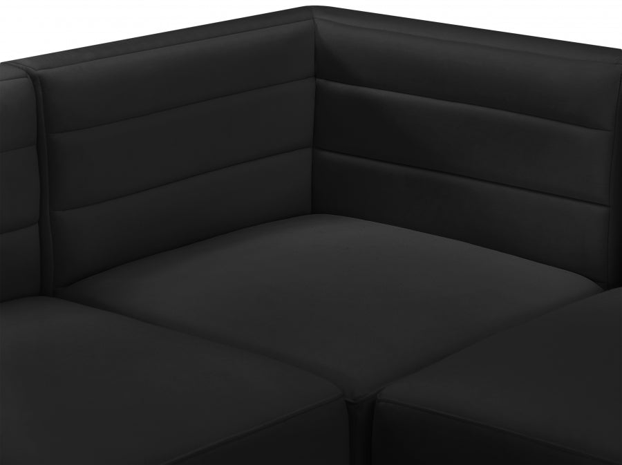 Quincy Black Velvet Modular Cloud-Like Comfort Sectional from Meridian - Luna Furniture