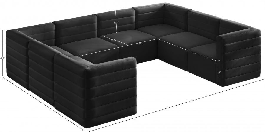 Quincy Black Velvet Modular Cloud-Like Comfort Sectional from Meridian - Luna Furniture