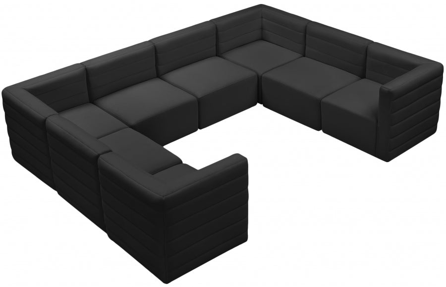 Quincy Black Velvet Modular Cloud-Like Comfort Sectional from Meridian - Luna Furniture