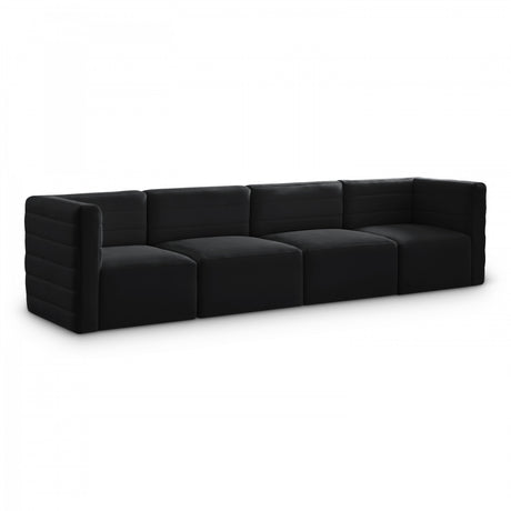 Quincy Black Velvet Modular Cloud-Like Comfort Sofa from Meridian - Luna Furniture