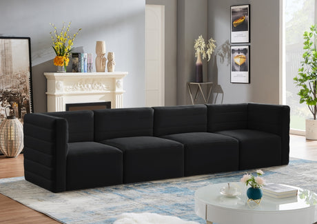 Quincy Black Velvet Modular Cloud-Like Comfort Sofa from Meridian - Luna Furniture