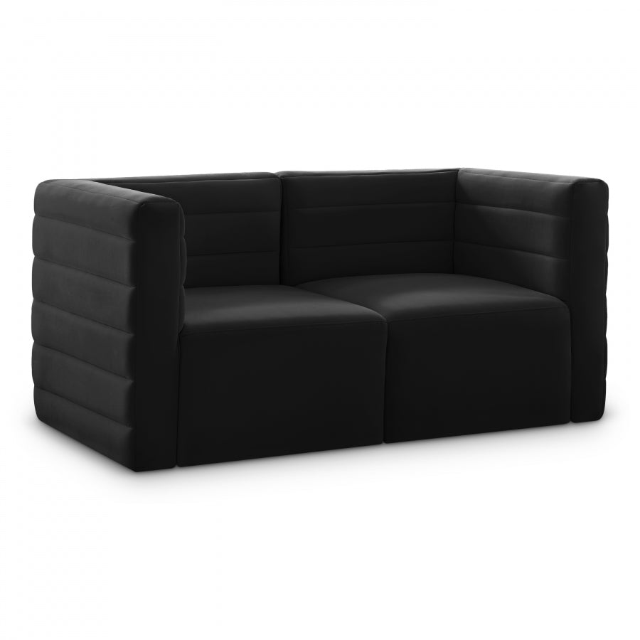 Quincy Black Velvet Modular Cloud-Like Comfort Sofa from Meridian - Luna Furniture