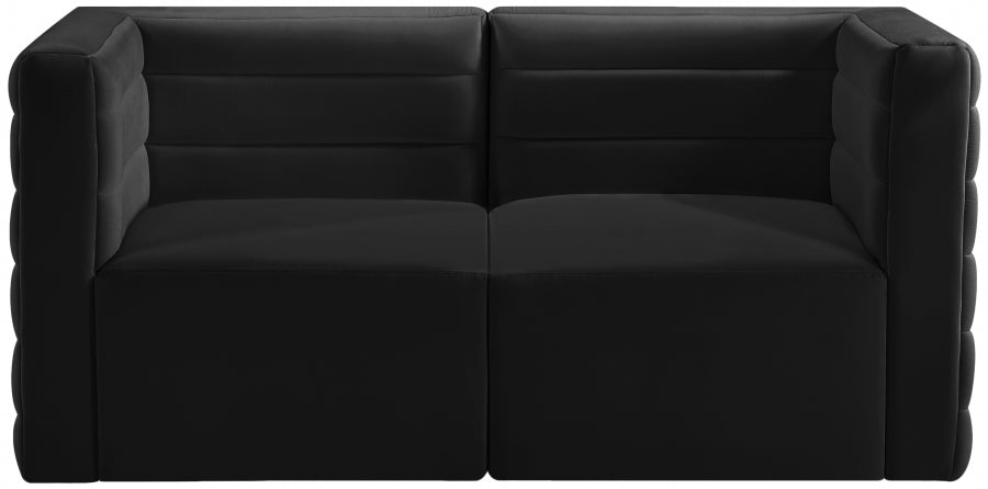 Quincy Black Velvet Modular Cloud-Like Comfort Sofa from Meridian - Luna Furniture