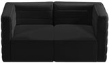 Quincy Black Velvet Modular Cloud-Like Comfort Sofa from Meridian - Luna Furniture