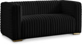 Ravish Black Velvet Loveseat from Meridian - Luna Furniture