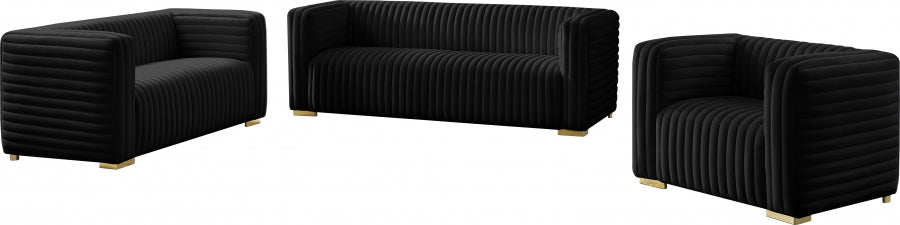 Ravish Black Velvet Loveseat from Meridian - Luna Furniture