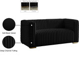 Ravish Black Velvet Loveseat from Meridian - Luna Furniture