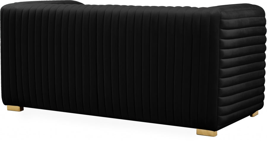 Ravish Black Velvet Loveseat from Meridian - Luna Furniture