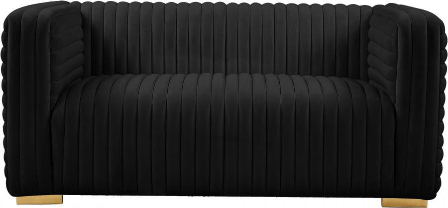 Ravish Black Velvet Loveseat from Meridian - Luna Furniture