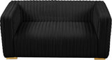 Ravish Black Velvet Loveseat from Meridian - Luna Furniture