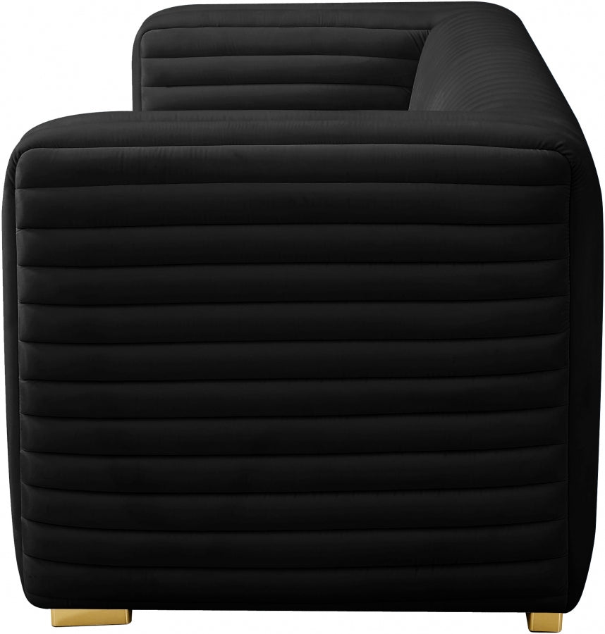 Ravish Black Velvet Loveseat from Meridian - Luna Furniture