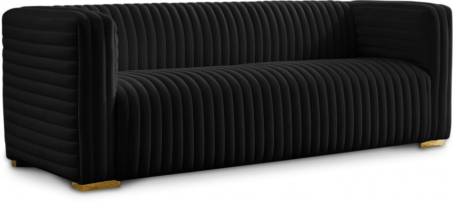 Ravish Black Velvet Sofa from Meridian - Luna Furniture